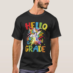 Camiseta Hola Kindergarten Grado Cute Dabbing Unicorn de vu