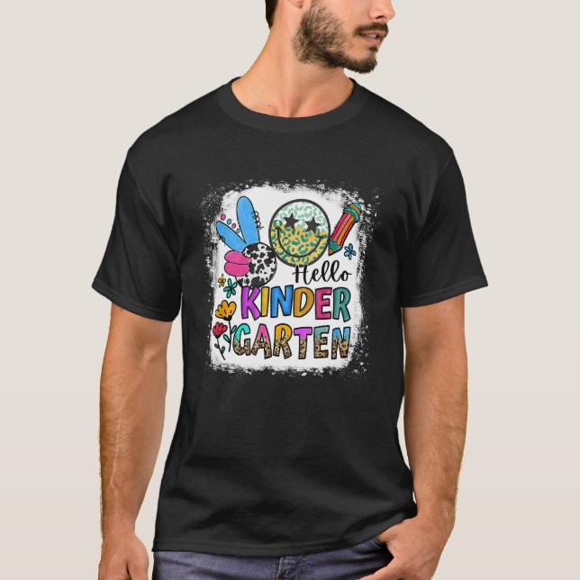Camiseta Hola Kindergarten Leopard De vuelta al profesor es (Anverso)