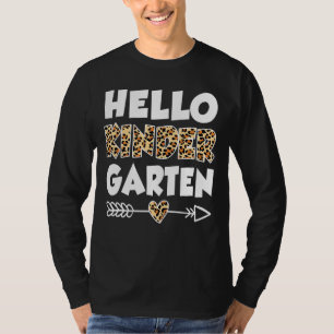 Camiseta Hola Kindergarten Leopard Print Kindergarten Teac