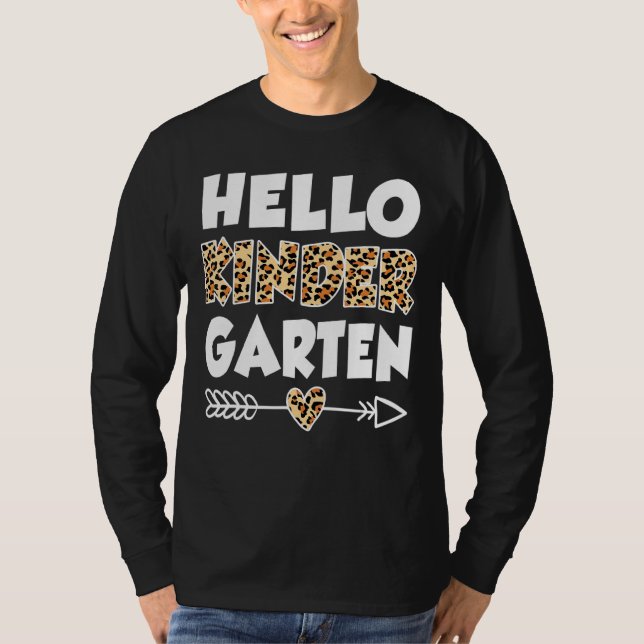 Camiseta Hola Kindergarten Leopard Print Kindergarten Teac (Anverso)