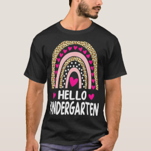 Camiseta Hola Kindergarten Leopard Rainbow para profesores 