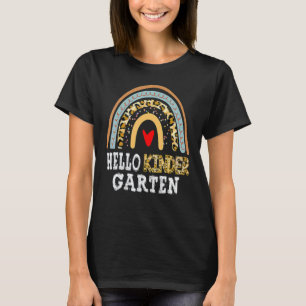Camiseta Hola Kindergarten Leopardo Arcoíris Vuelta al Cole