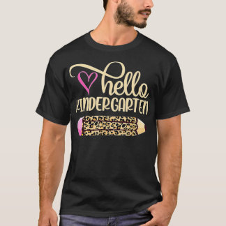 Camiseta Hola Kindergarten Leopardo Lápiz De Vuelta A La Es
