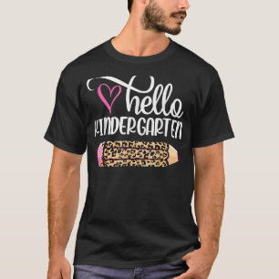 Camiseta Hola Kindergarten Leopardo Lápiz De Vuelta A La Es