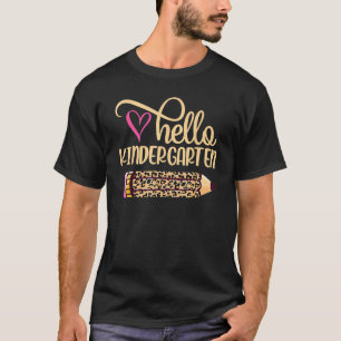 Camiseta Hola Kindergarten Leopardo Lápiz De Vuelta A La Es