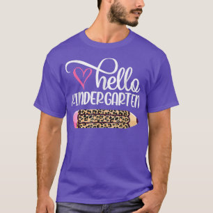Camiseta Hola Kindergarten Leopardo Lápiz De Vuelta A La Es