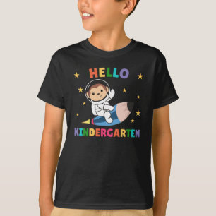 Camiseta Hola Kindergarten Mono astronauta cohete espacial