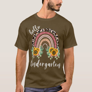 Camiseta Hola Kindergarten, profesor de arco iris de giraso
