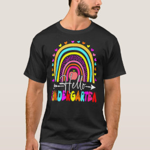 Camiseta Hola Kindergarten, profesor de primer día arcoiris