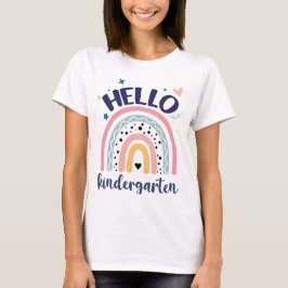 Camiseta Hola kindergarten Retro Arcoiris para profesores C