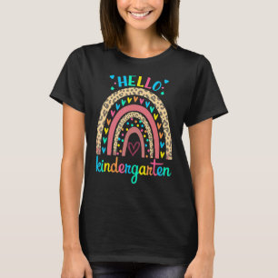 Camiseta Hola Kindergarten Retro Corazón Arcoiris Para El P