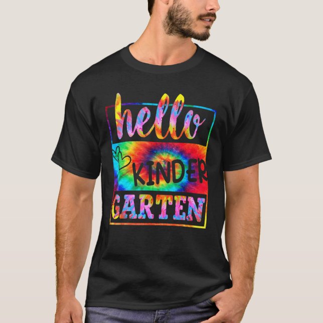 Camiseta Hola Kindergarten Tie Dye First Day School Back S (Anverso)