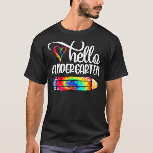 Camiseta Hola Kindergarten Tie Dye Pencil Teacher de vuelta