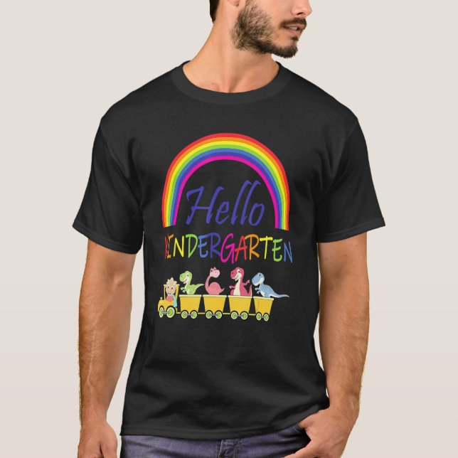 Camiseta Hola Kindergarten Train Dinosaur First Day Back T (Anverso)