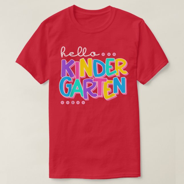 Camiseta Hola KindergartenDe vuelta a la escuela profesora  (Diseño del anverso)