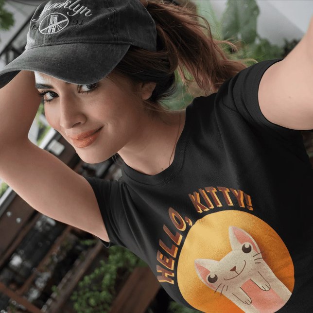 Camiseta Hola Kitty Cat Retro Simple Moderno Minimalista (Subido por el creador)