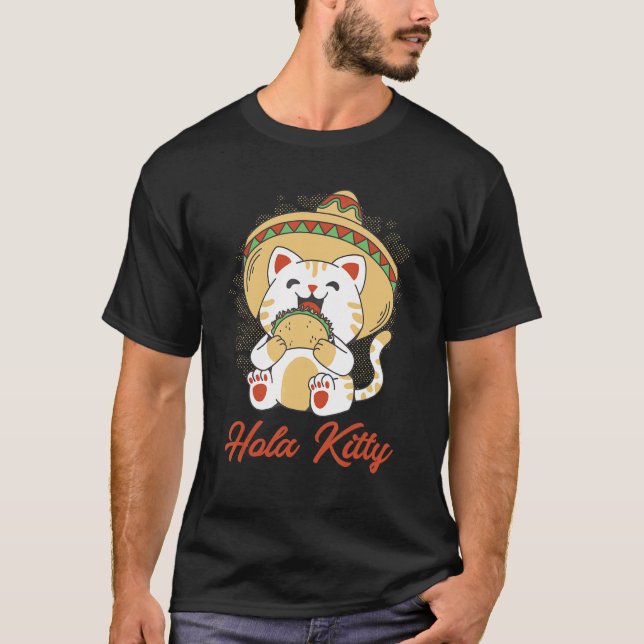 Camiseta hola kitty taco mexicano come gato (Anverso)