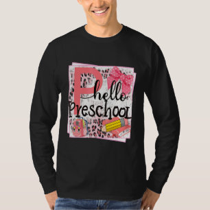 Camiseta Hola Lápiz De Leopardo De Preescolar De Vuelta A L