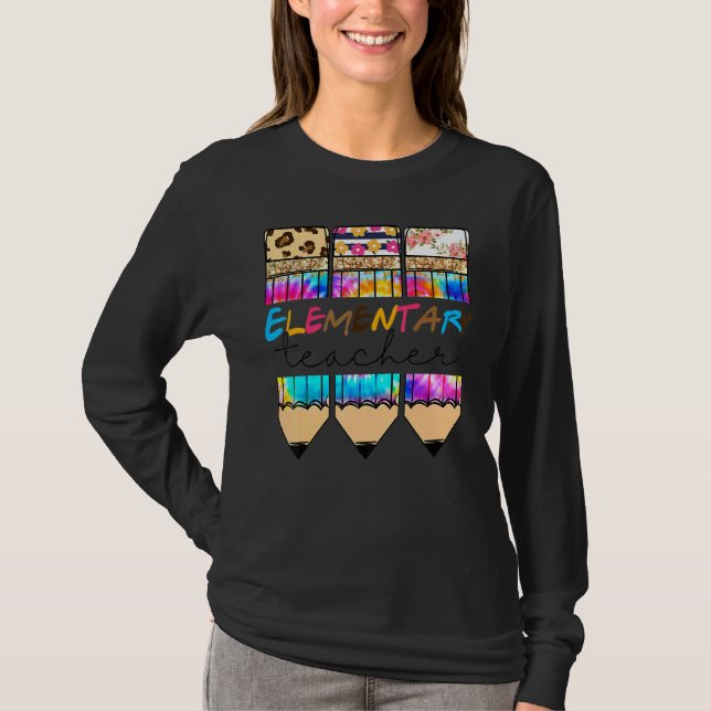 Camiseta Hola Lápiz de teñido de corbata de leopardo elemen (Anverso)