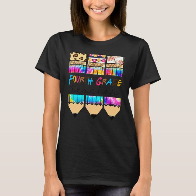 Camiseta Hola lápiz de teñido de leopardo de cuarto grado C (Anverso)