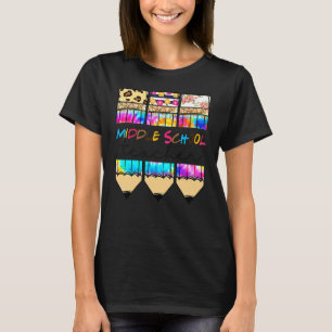 Camiseta Hola Lápiz de Tinte de Leopardo de Escuela Media L