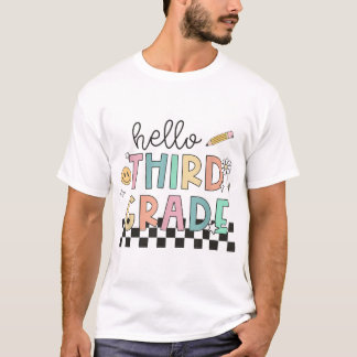 Camiseta Hola lápiz de vuelta al cole para niños de 3er gra