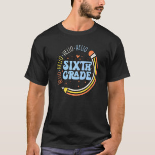 Camiseta Hola, Lápiz Retro De Sexto Grado De Vuelta Al Cole