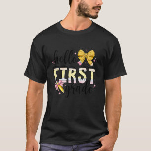 Camiseta Hola Lazo Coqueto de Primer Grado De Regreso A La