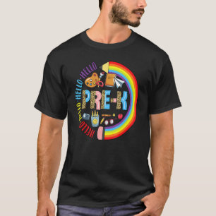 Camiseta Hola Leopard Pre-K de vuelta al lápiz arcoiris del