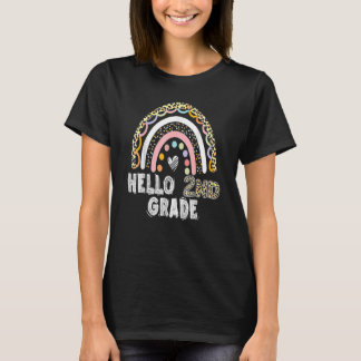 Camiseta Hola, Leopard Rainbow de 2º Grado, de vuelta a la