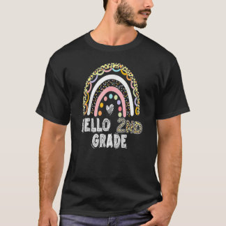Camiseta Hola, Leopard Rainbow de 2º Grado, de vuelta a la