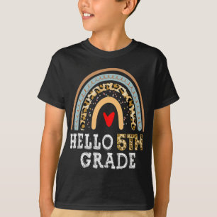Camiseta Hola Leopard Rainbow de quinto grado de vuelta al 