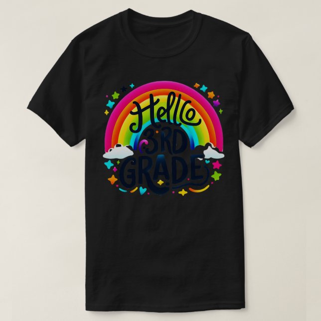 Camiseta Hola, leopardo arcoiris de 3º grado de vuelta a la (Diseño del anverso)