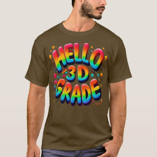 Camiseta Hola, leopardo arcoiris de 3º grado de vuelta a la