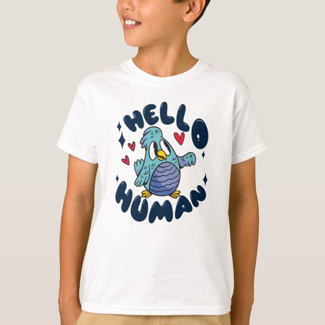 Camiseta Hola lindo pájaro humano (Anverso)