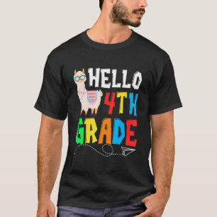 Camiseta Hola Llama de 4to Grado Feliz Primer Día de Escuel