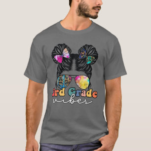 Camiseta Hola Maestra De 3er Grado Leopard Messy Bun Chica