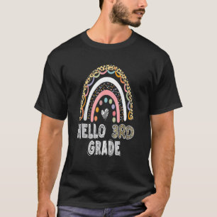 Camiseta Hola Maestra De 3er Grado Leopard Rainbow De Nuevo