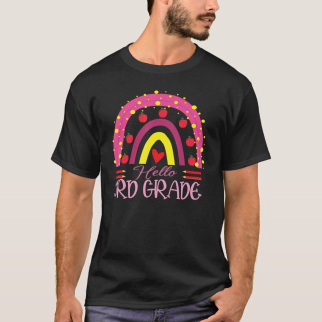 Camiseta Hola Maestra De 3er Grado Leopard Rainbow De Nuevo (Anverso)