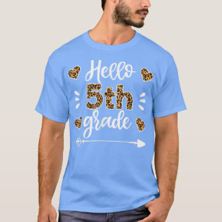 Camiseta Hola Maestra de Leopardo de 5º Grado, primer día d