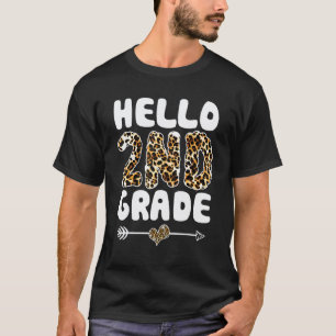 Camiseta Hola maestra de primer grado con estampado de leop