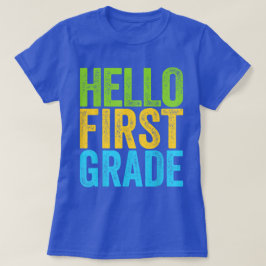 Camiseta Hola Maestra de Primer Grado Coquette Lazo de Lápi
