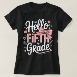 Camiseta Hola Maestra de Primer Grado Coquette Lazo de Lápi