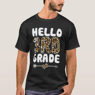 Camiseta Hola Maestra de Primer Grado Estampado de Leopardo