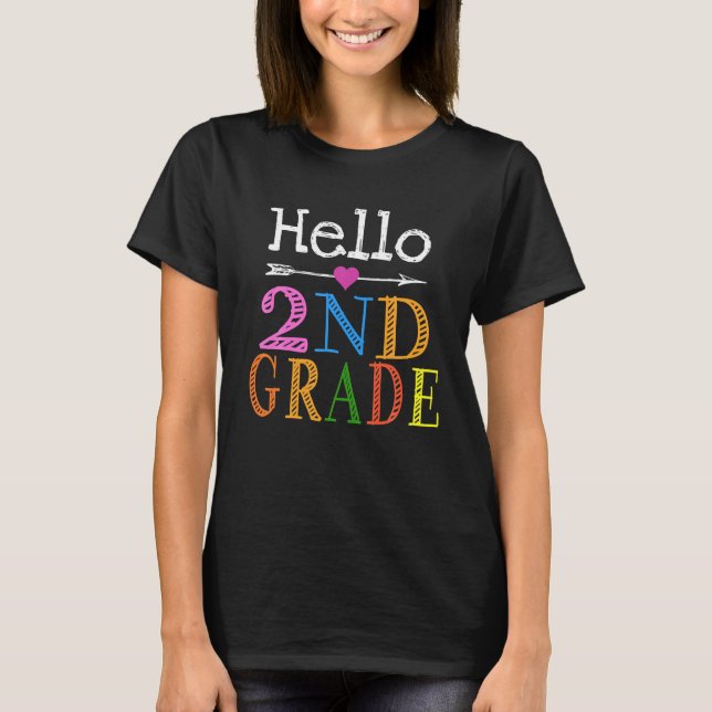 Camiseta Hola maestro de 2do grado, estudiante primer día d (Anverso)