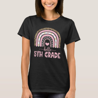 Camiseta Hola Maestro de 5to Grado Leopardo Arcoíris De Vue