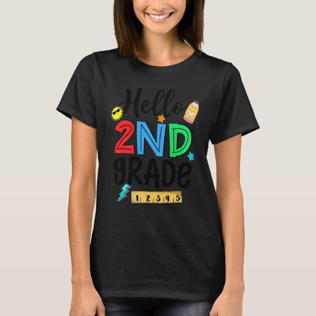 Camiseta Hola maestro de segundo grado feliz primer día de  (Anverso)