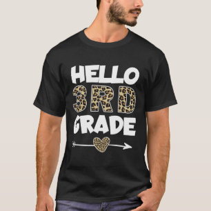Camiseta Hola maestro de tercer grado de estampado de leopa