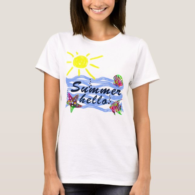 Camiseta Hola Mar de verano y sol (Anverso)