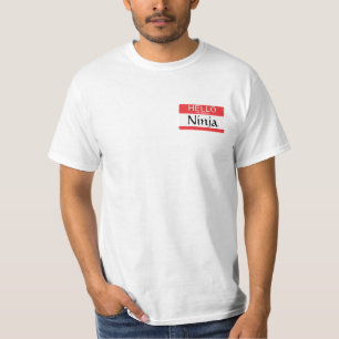 Camiseta Hola mi nombre es etiqueta conocida de Ninja